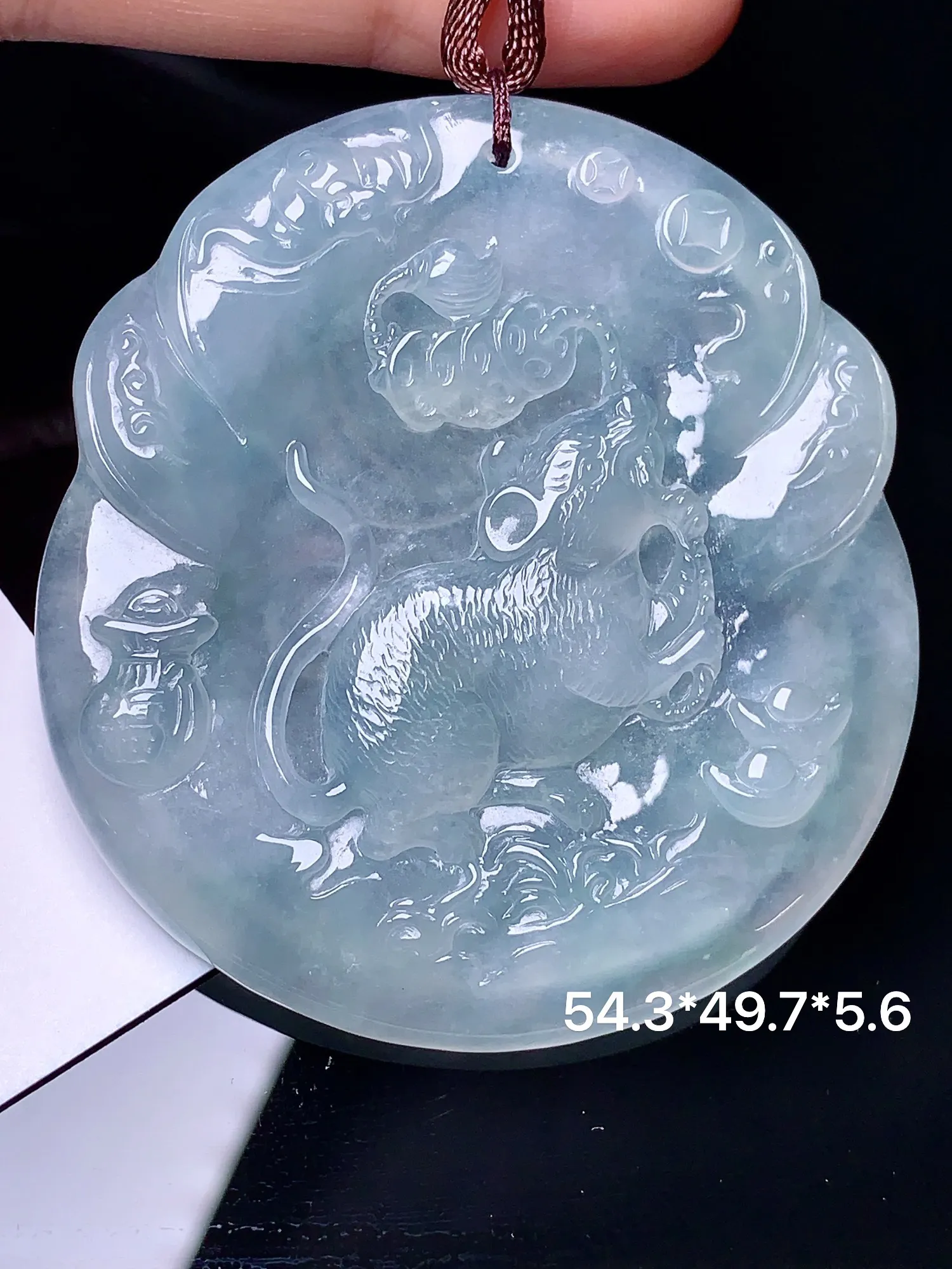 生肖鼠吊坠 玉质细腻 水润亮眼  整体尺寸54.3*49.7*5.6