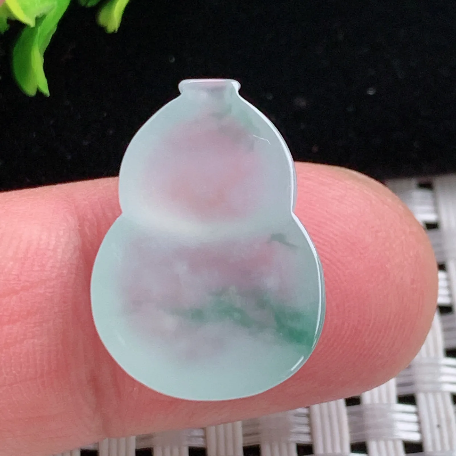 lz实拍22.2*15.5*6天然翡翠冰透飘花葫芦吊坠精美福禄双全玉坠