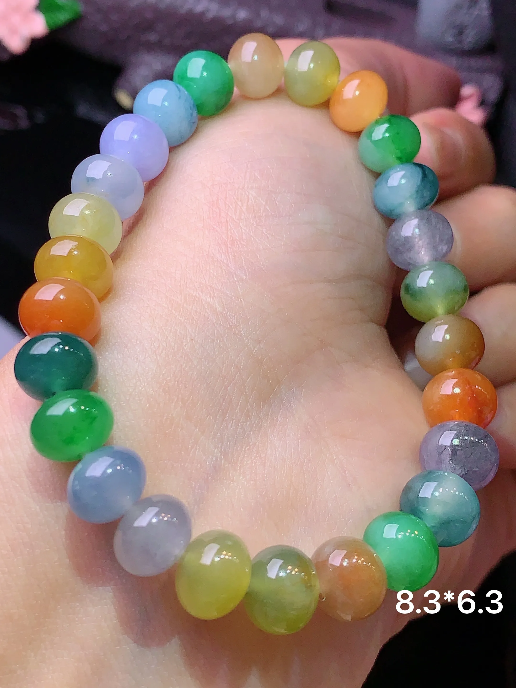 多宝算盘珠手链 玉质细腻 色泽艳丽 整体尺寸8.3*6.3