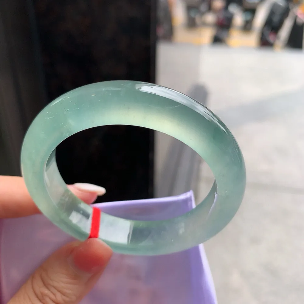 正圈玻璃种 无瑕 尺寸:54.5/12.6/9喜询 种水好 起刚光 高品质