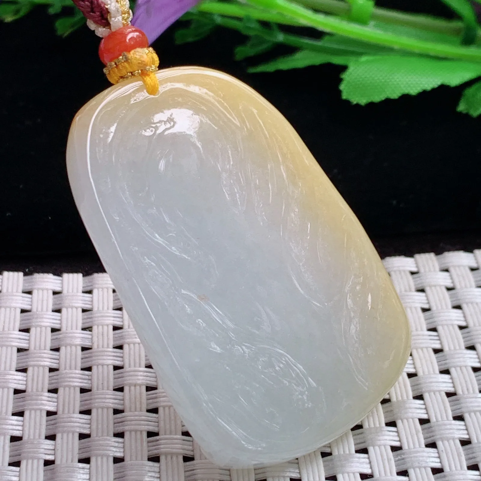 yf实拍50.8*35*10天然翡翠冰透黄翡倚凤观音吊坠 自在观音菩萨