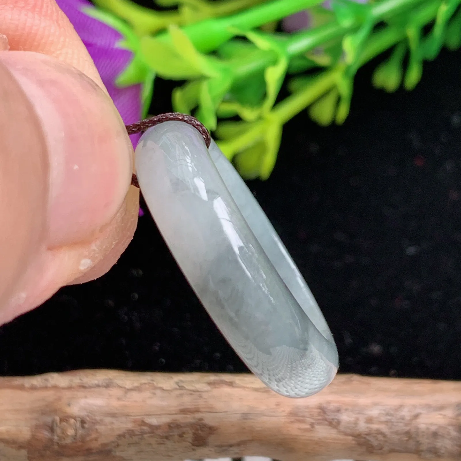 lz实拍18*5.8*3.3天然翡翠黑鸡花戒指玉指环18mm内径