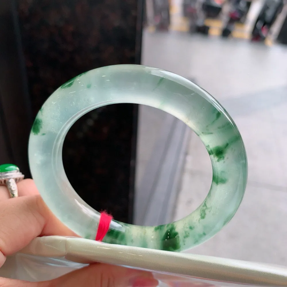 圆条玻璃种飘花 无瑕 尺寸:57.3/11.7/12 花美 起刚光高品质️️