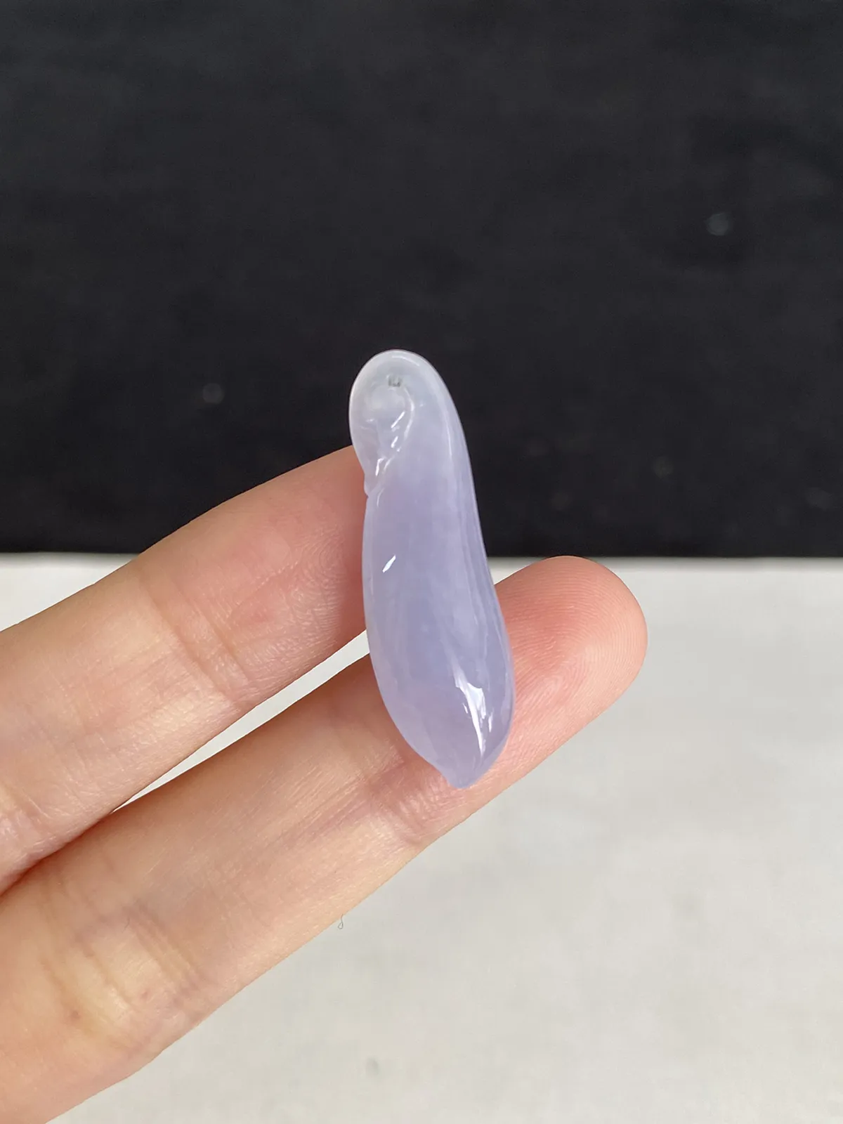 翡翠冰糯种淡紫色福瓜，紫罗兰吊坠