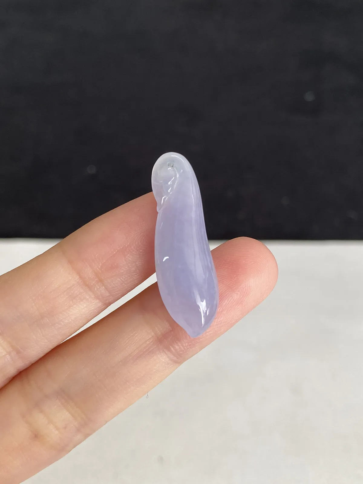 翡翠冰糯种淡紫色福瓜，紫罗兰吊坠