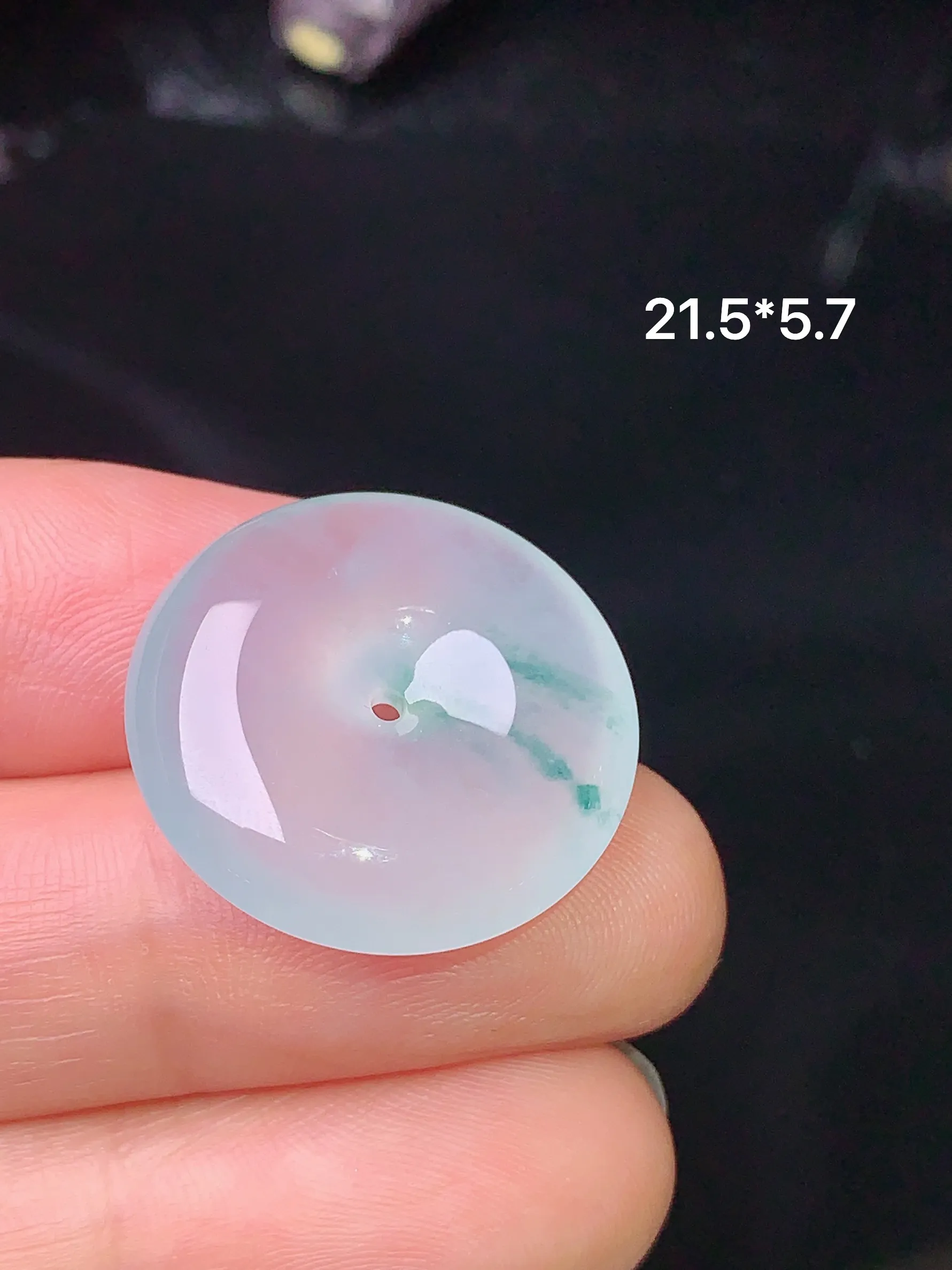 飘绿平安扣吊坠 玉质细腻 色泽艳丽 整体尺寸21.5*5.7