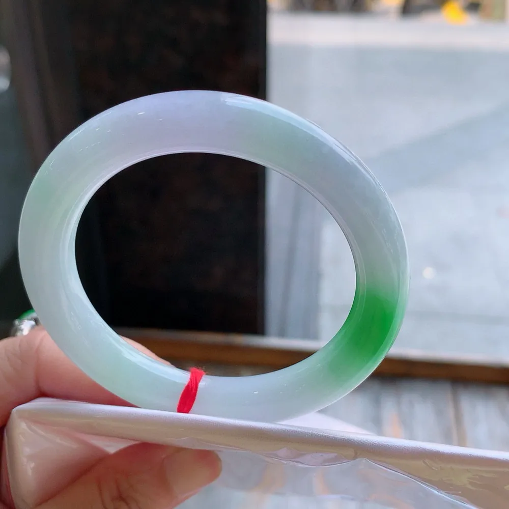 圆条冰糯春彩 一丝石纹无碍 尺寸:57.1/10.2 超美