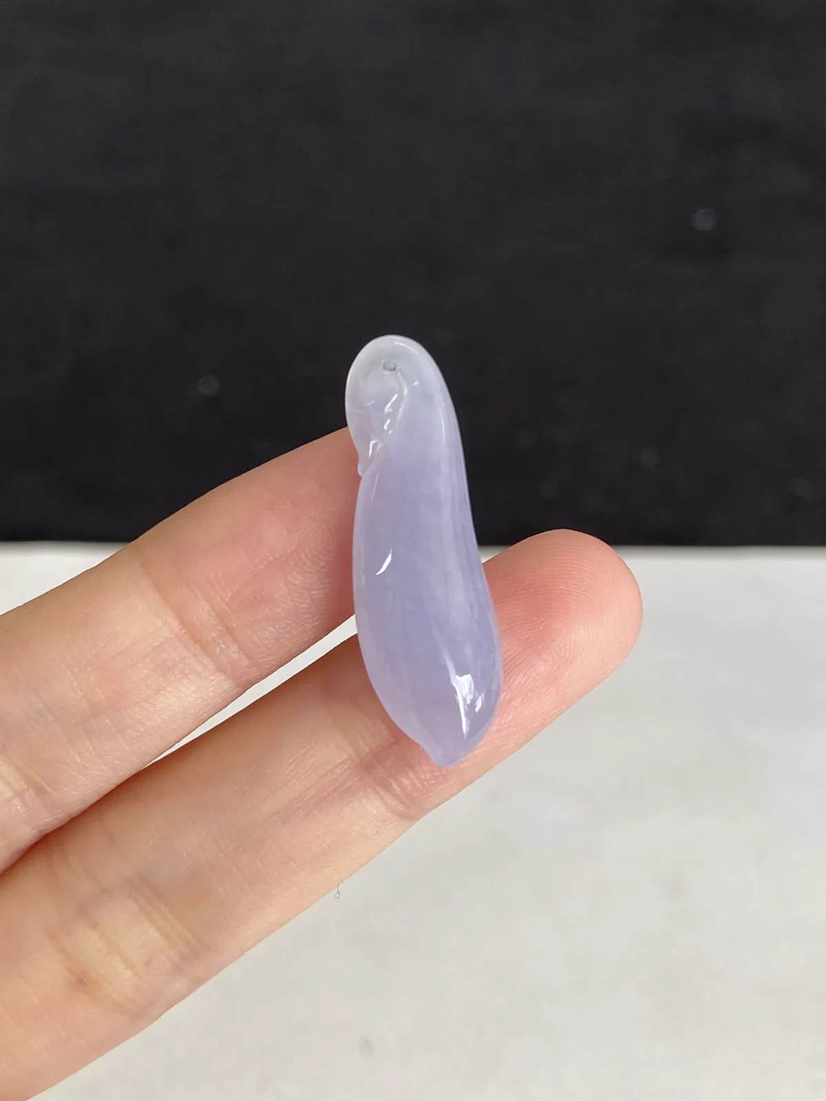 翡翠冰糯种淡紫色福瓜，紫罗兰吊坠