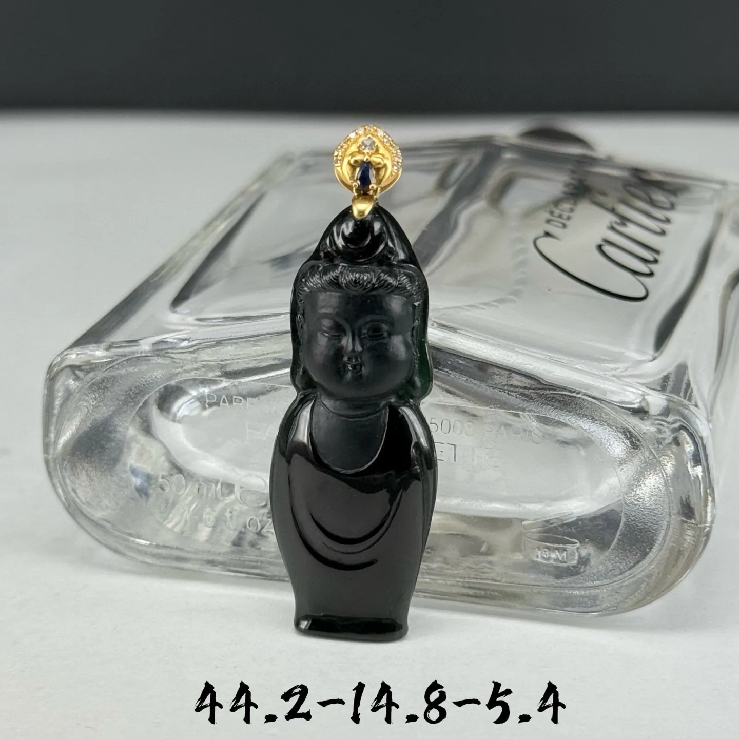 精品墨翠宝宝佛 种好色正 黑度极好 打灯通透 油性十足 尺寸44.2
