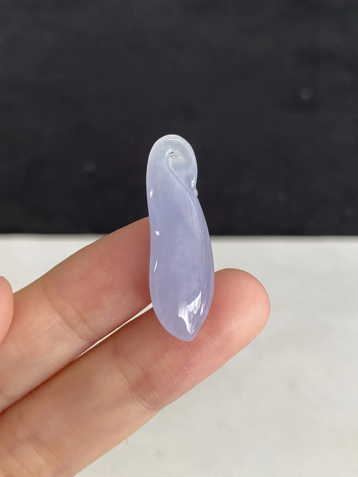 翡翠冰糯种淡紫色福瓜，紫罗兰吊坠
