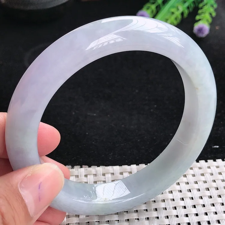 自然光62.5/12.8/10大圈口冰润紫罗兰老坑手镯翡翠玉镯美人镯