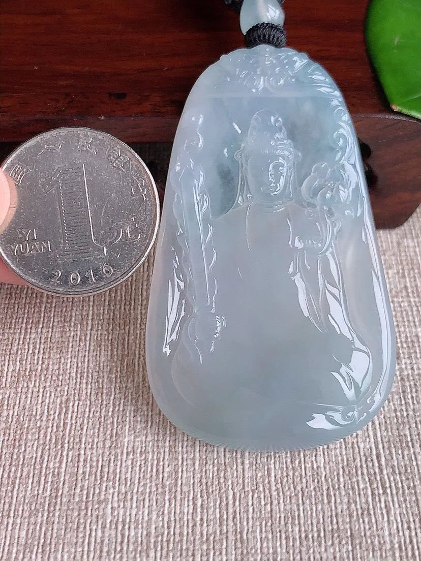 a货翡翠老坑冰种白月光虚空藏菩萨吊坠 尺寸60×35.5×5.7mm 重量29.69g 0619