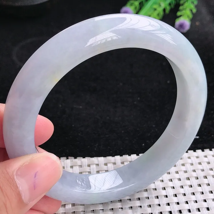 自然光62.5/12.8/10大圈口冰润紫罗兰老坑手镯翡翠玉镯美人镯