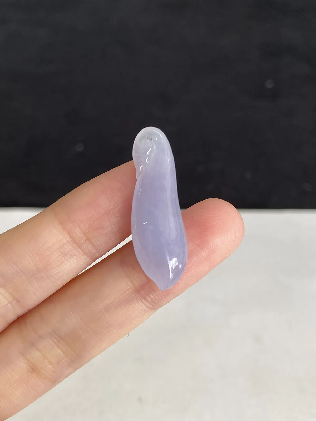 翡翠冰糯种淡紫色福瓜，紫罗兰吊坠