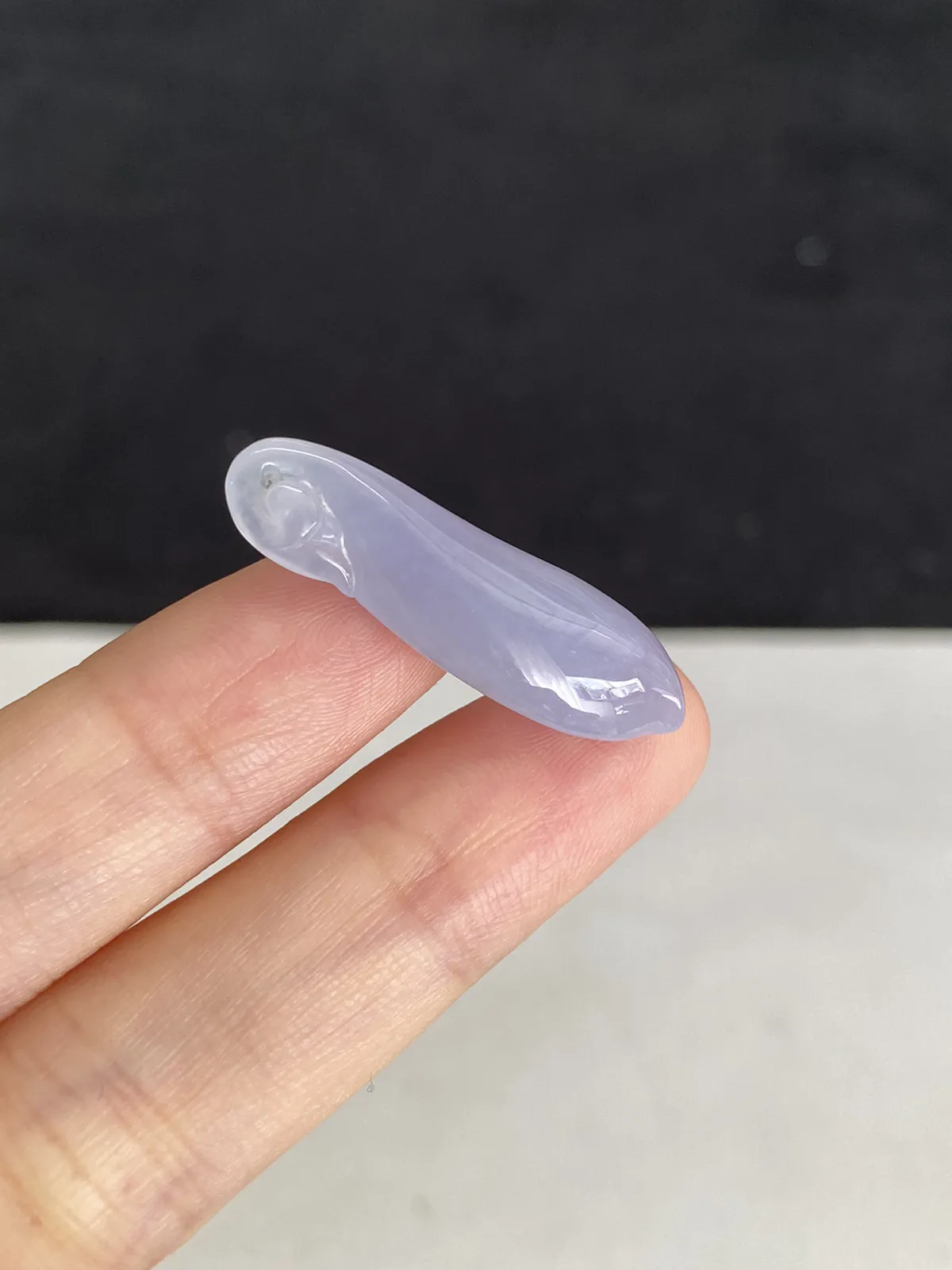 翡翠冰糯种淡紫色福瓜，紫罗兰吊坠