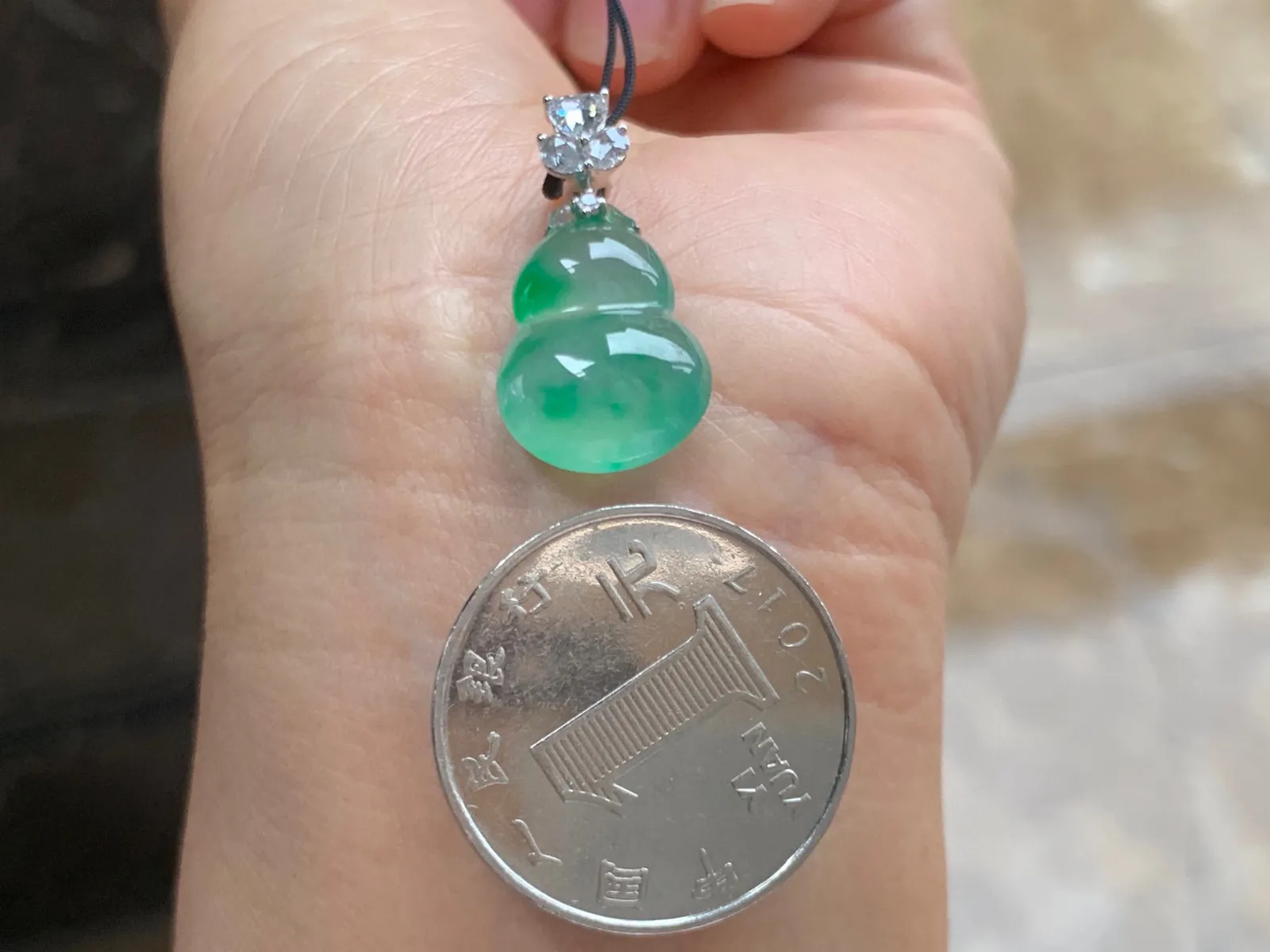 冰种带色葫芦 高品质 小而精 金扣