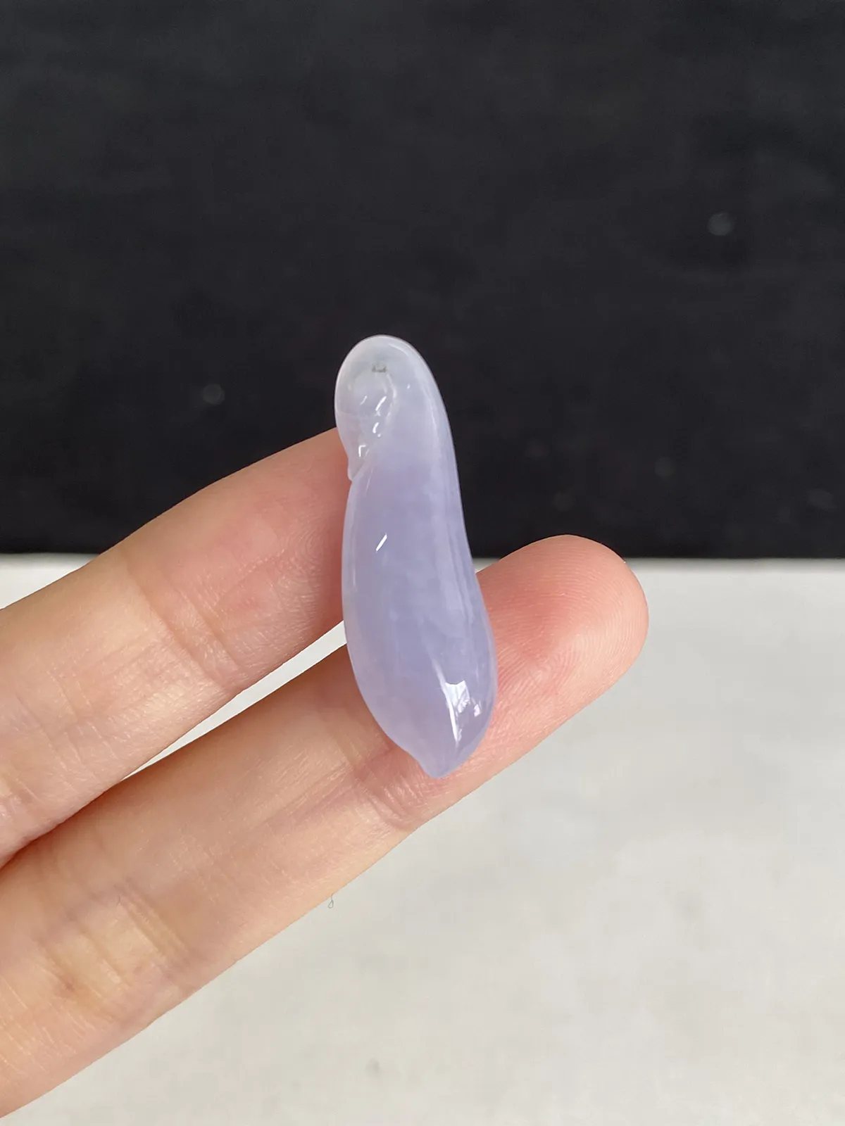 翡翠冰糯种淡紫色福瓜，紫罗兰吊坠