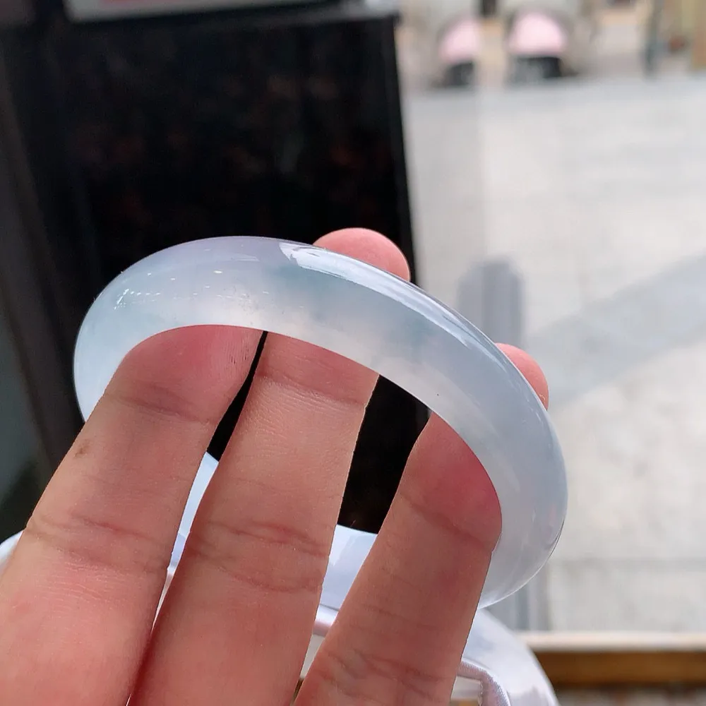 贵妃冰玻紫罗兰 一丝棉线 尺寸:55.6/49.2/12.8/7.7 种水好