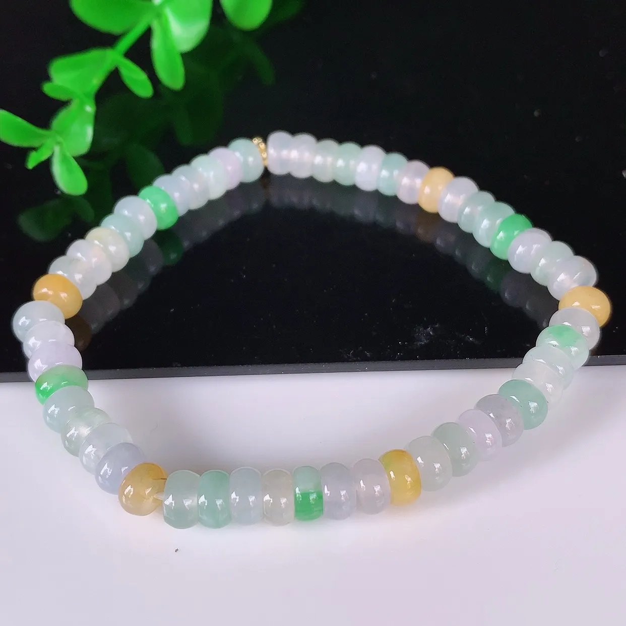 自然光实拍，冰润冰种多彩算盘珠翡翠手串手链，种老水足，冰清玉润  颜色漂亮  #46.19取一尺寸6