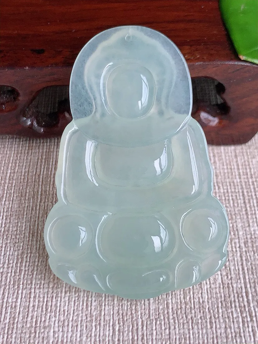 a货翡翠老坑冰种晴水正装观音吊坠 尺寸53×35.2×5.3mm 重量16.17g 0620