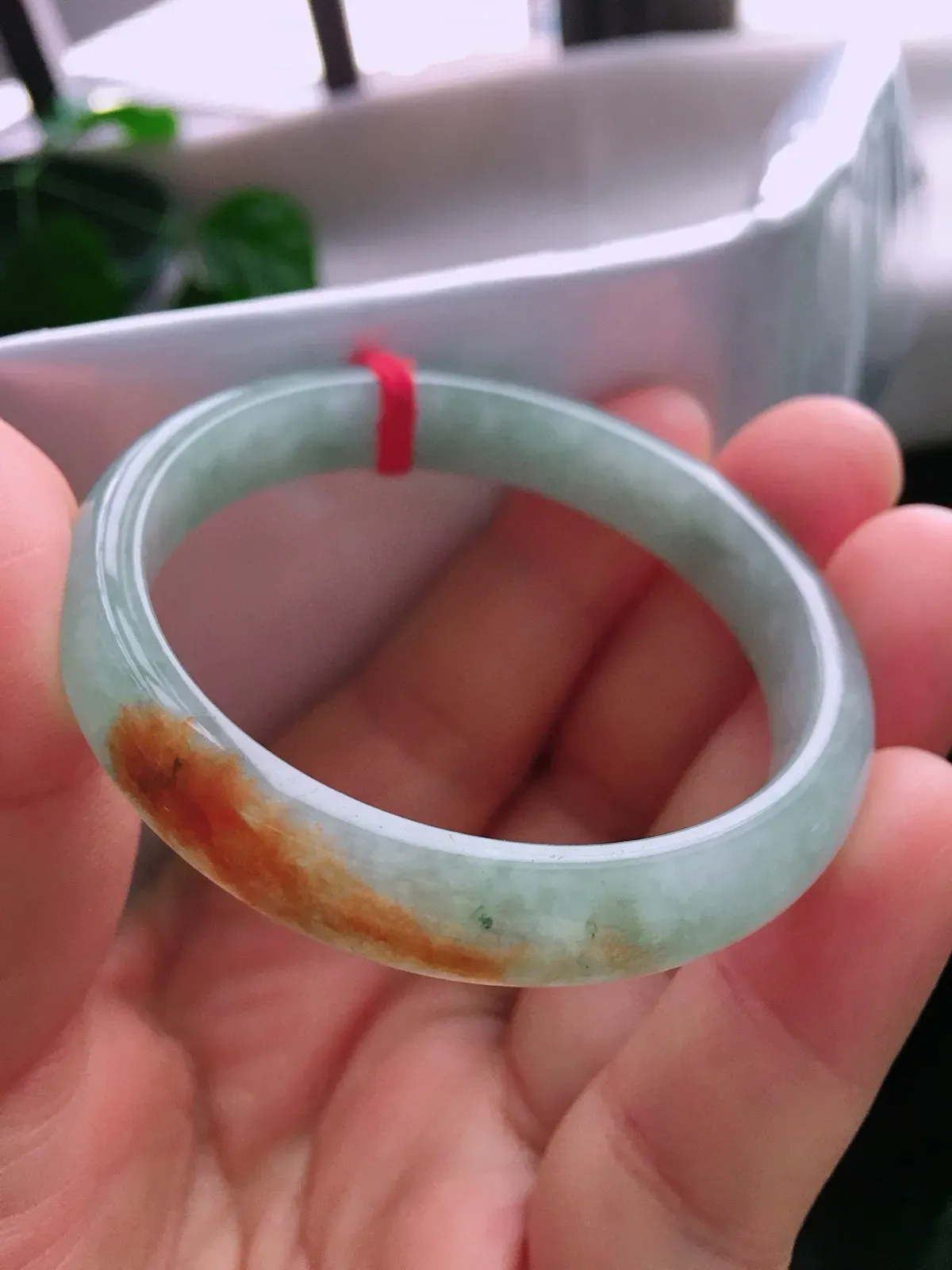 圈口51.3，正圈手镯，小圈口，红翡，玉质水润，尺寸51.3-10.5-5.6mm