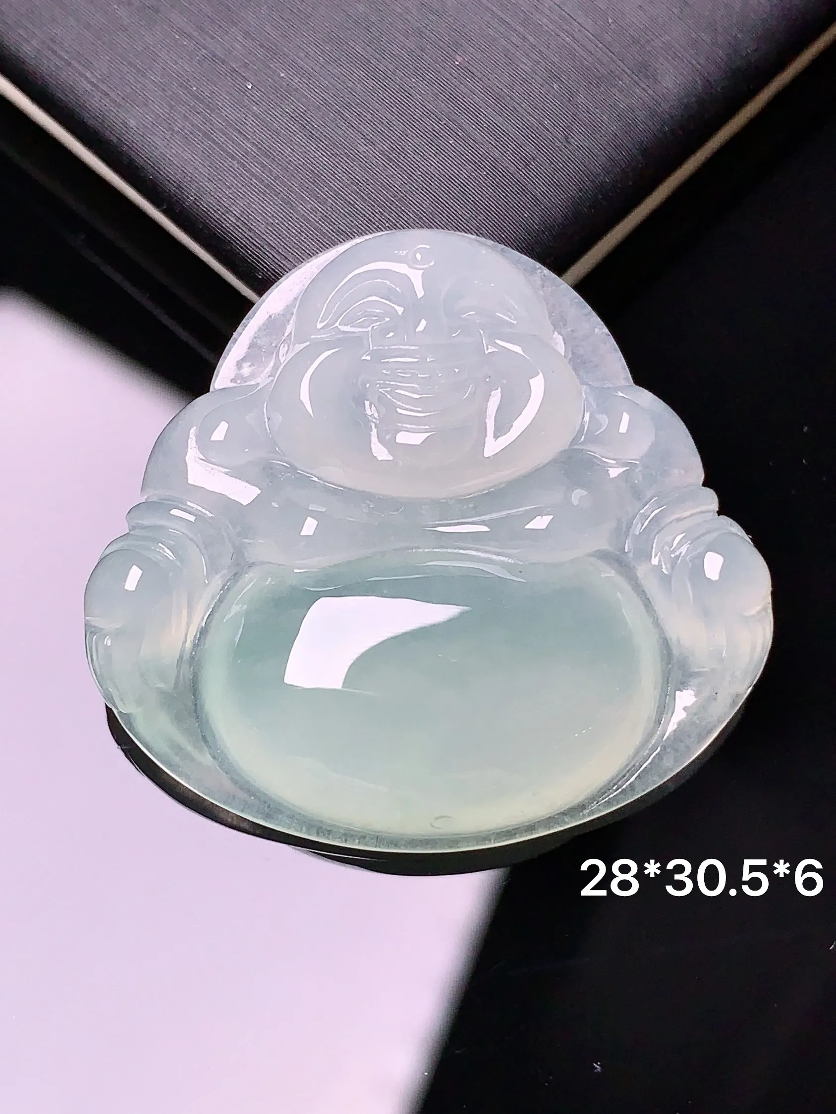 冰种佛公吊坠 玉质细腻 色泽艳丽 整体尺寸28*30.5*6