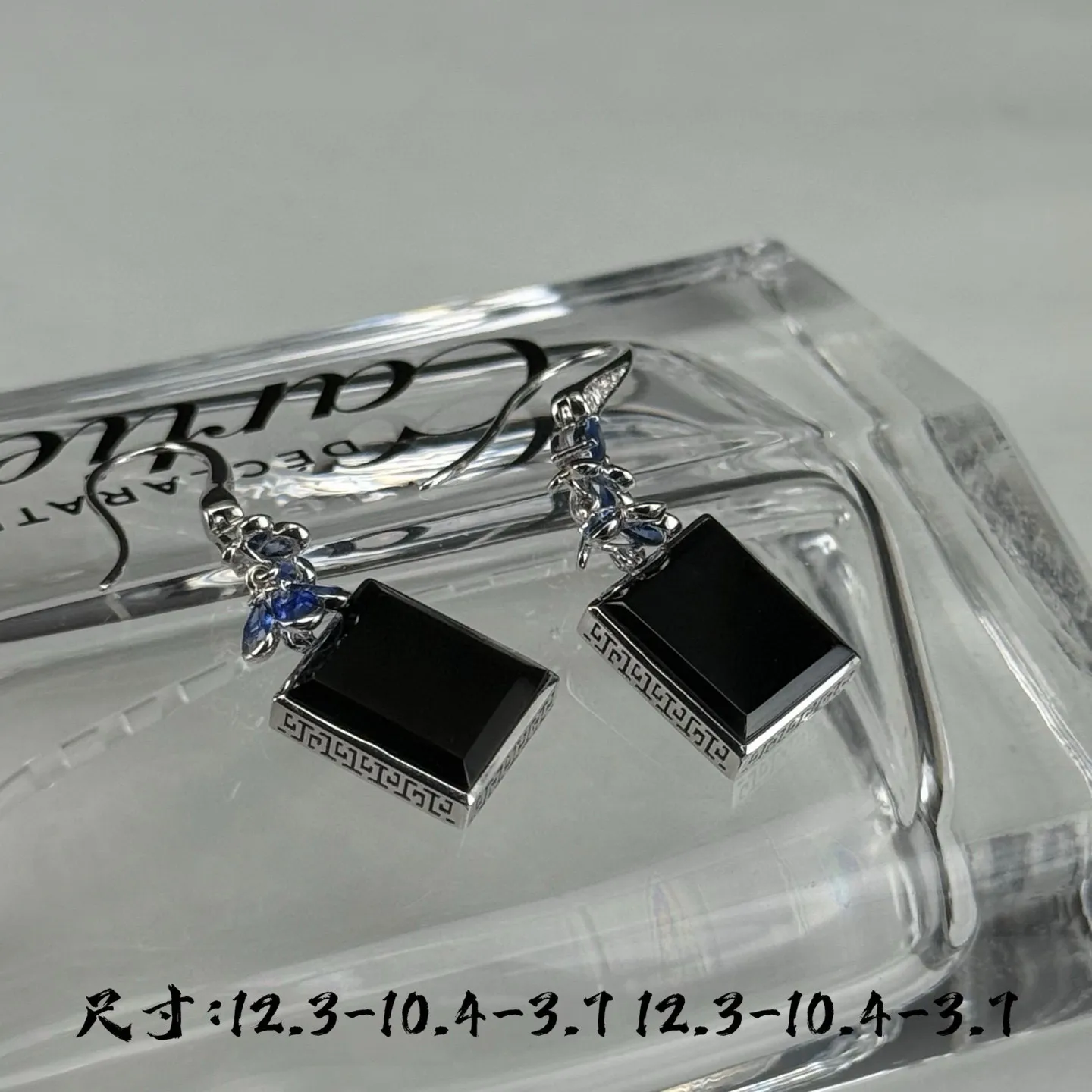 精品墨翠18k墨翠耳坠 重金豪镶 打灯通透 油性十足