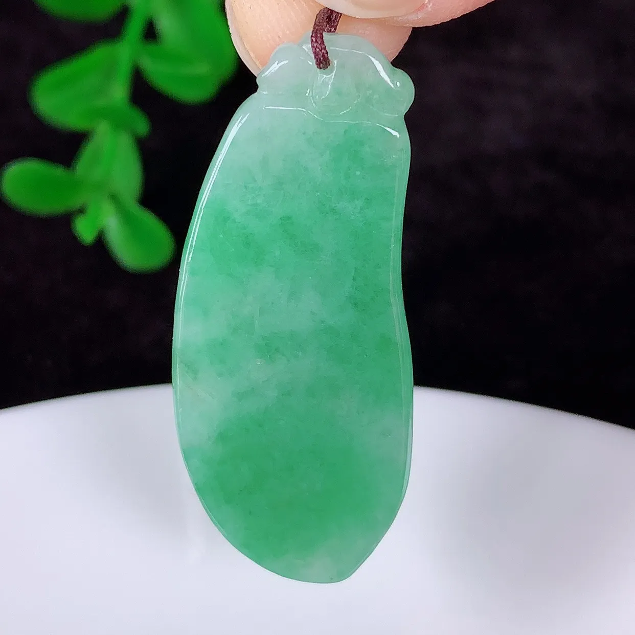 自然光实拍，冰润冰糯种满绿翡翠招财福瓜吊坠，翡翠福瓜招财瓜，冰润且起胶感，佩戴效果优雅迷人！#57.19