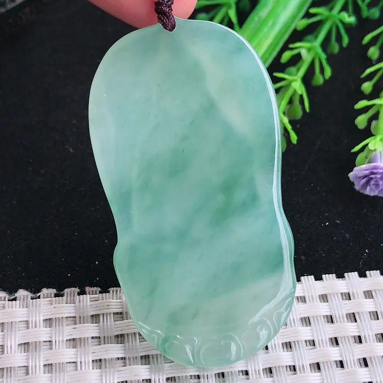 自然光58/31.8/5.6老坑冰胶水灵冰晴满绿大势至菩萨吊坠玉石持莲观音玉坠挂件