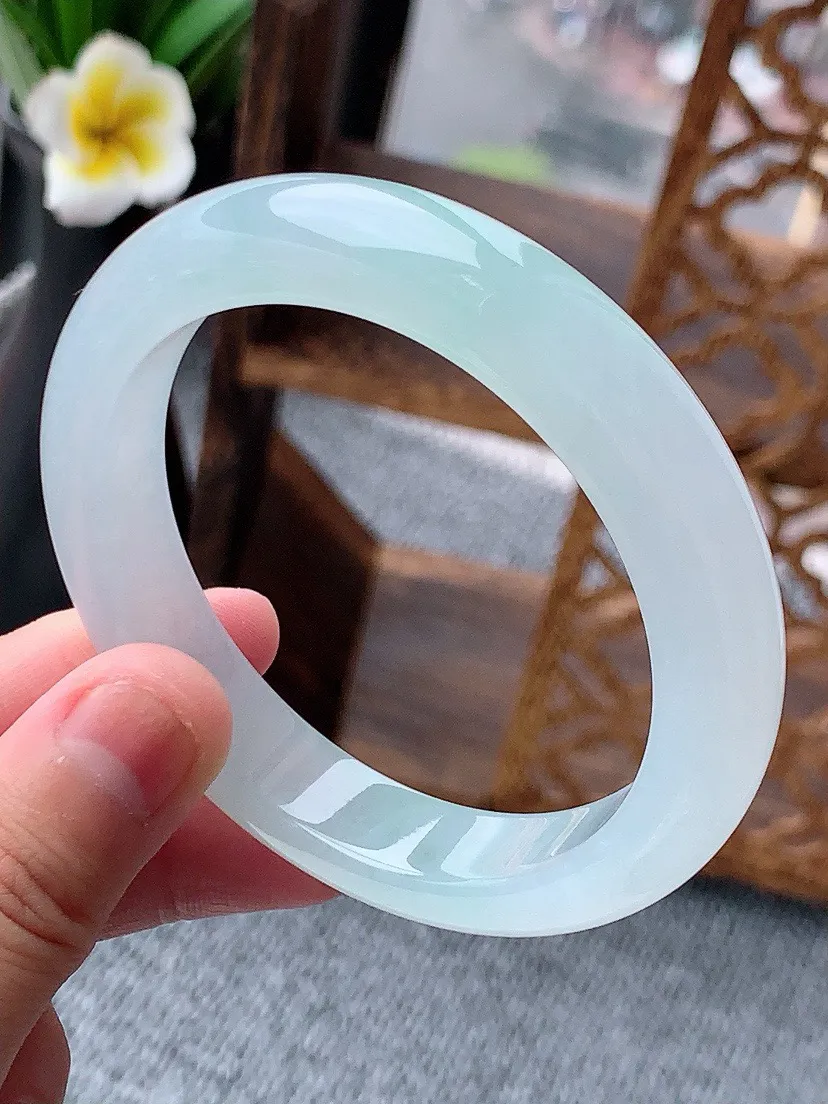 a货翡翠老坑晴水正装正圈手镯56-57圈口尺寸56×11.4×8.5mm 重量57.30g 0617