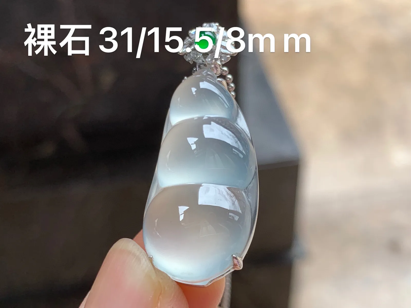 高冰福豆 光感强 饱满 18K金镶嵌