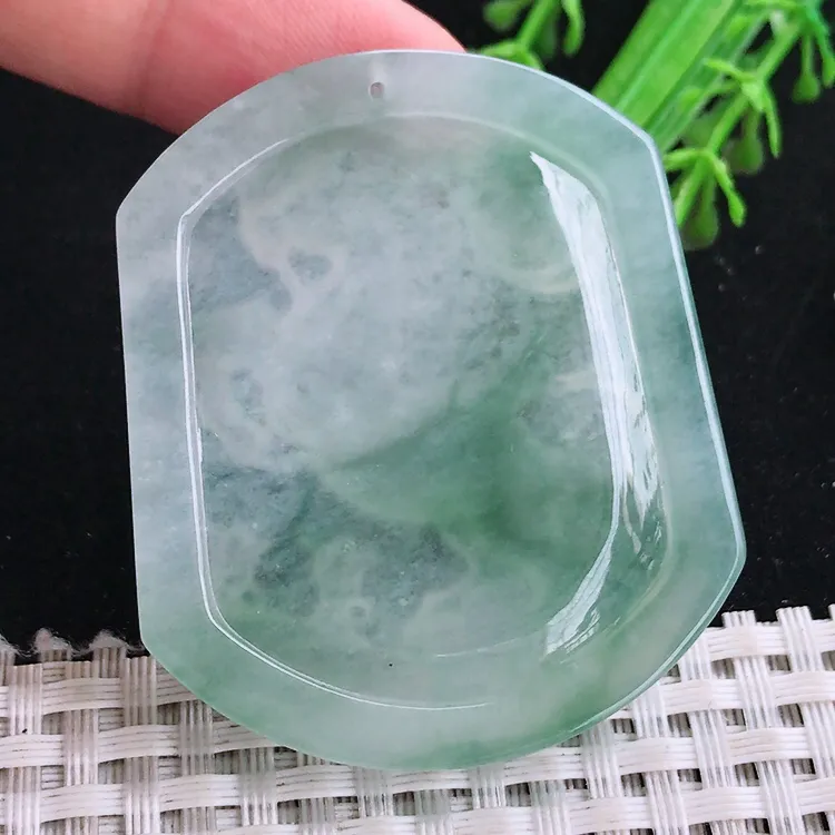 自然光51.27/43.5/5.8老坑冰胶果冻飘花生肖马牌吊坠玉石玉坠马上有钱挂件