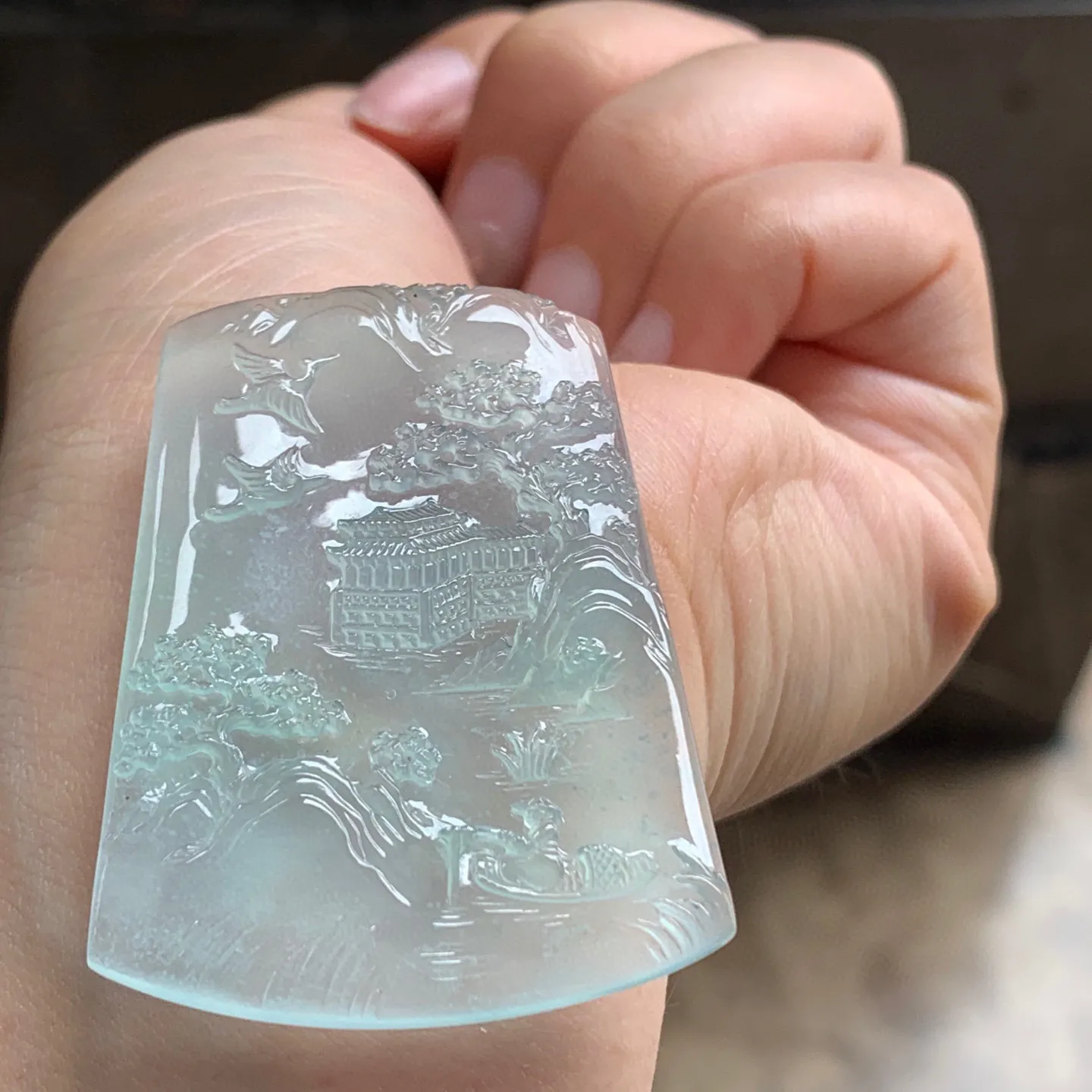 冰种山水牌
冰味十足，意境美