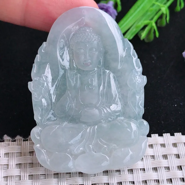 自然光55/39/5.9老坑冰胶水灵冰晴阿弥陀佛吊坠玉石玉坠挂件