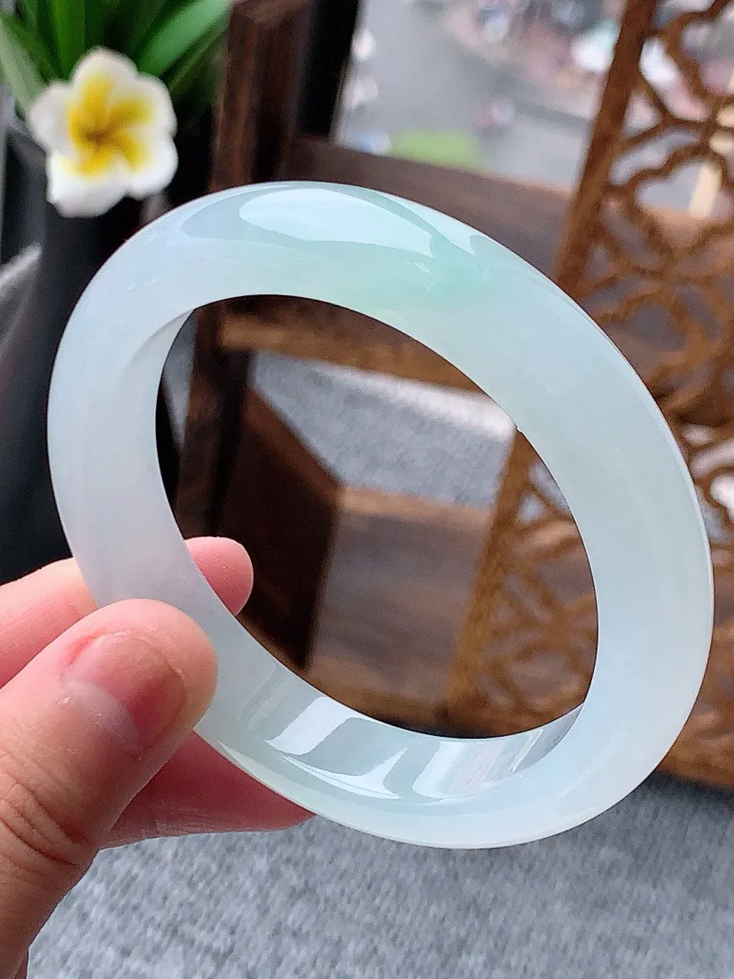 a货翡翠老坑晴水正装正圈手镯56-57圈口尺寸56×11.4×8.5mm 重量57.30g 0617