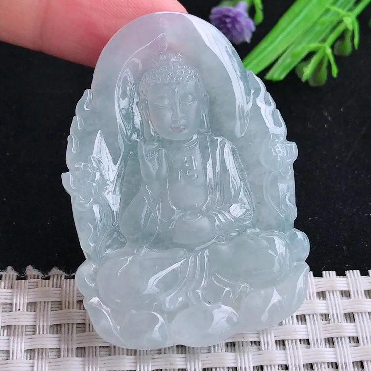 自然光55/39/5.9老坑冰胶水灵冰晴阿弥陀佛吊坠玉石玉坠挂件