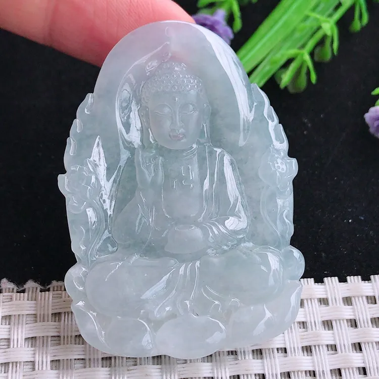 自然光55/39/5.9老坑冰胶水灵冰晴阿弥陀佛吊坠玉石玉坠挂件