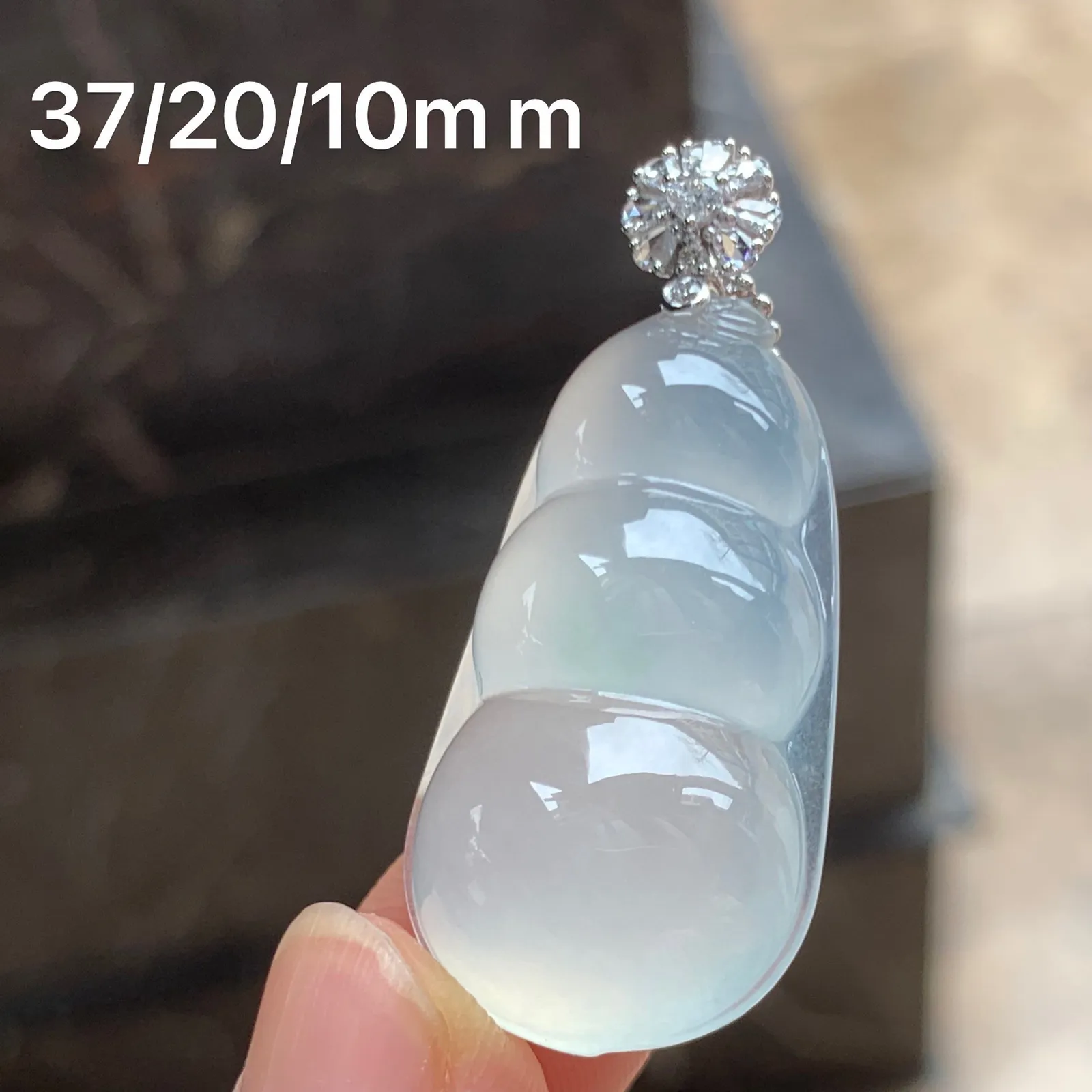 冰种福豆 纯纯的 饱满圆润 金扣