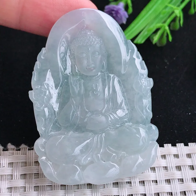 自然光55/39/5.9老坑冰胶水灵冰晴阿弥陀佛吊坠玉石玉坠挂件