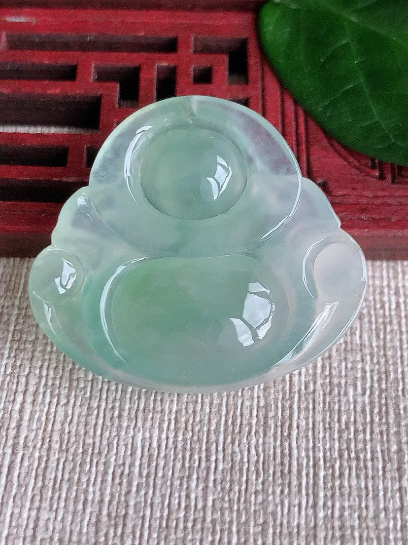a货翡翠老坑冰种晴水佛公吊坠 尺寸30.7×34.5×6.7mm 重量10.60g 0622