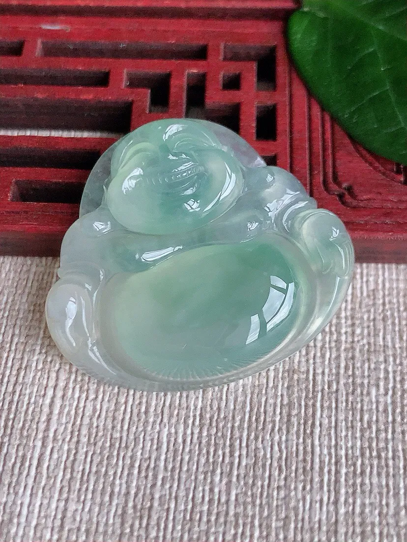 a货翡翠老坑冰种晴水佛公吊坠 尺寸30.7×34.5×6.7mm 重量10.60g 0622