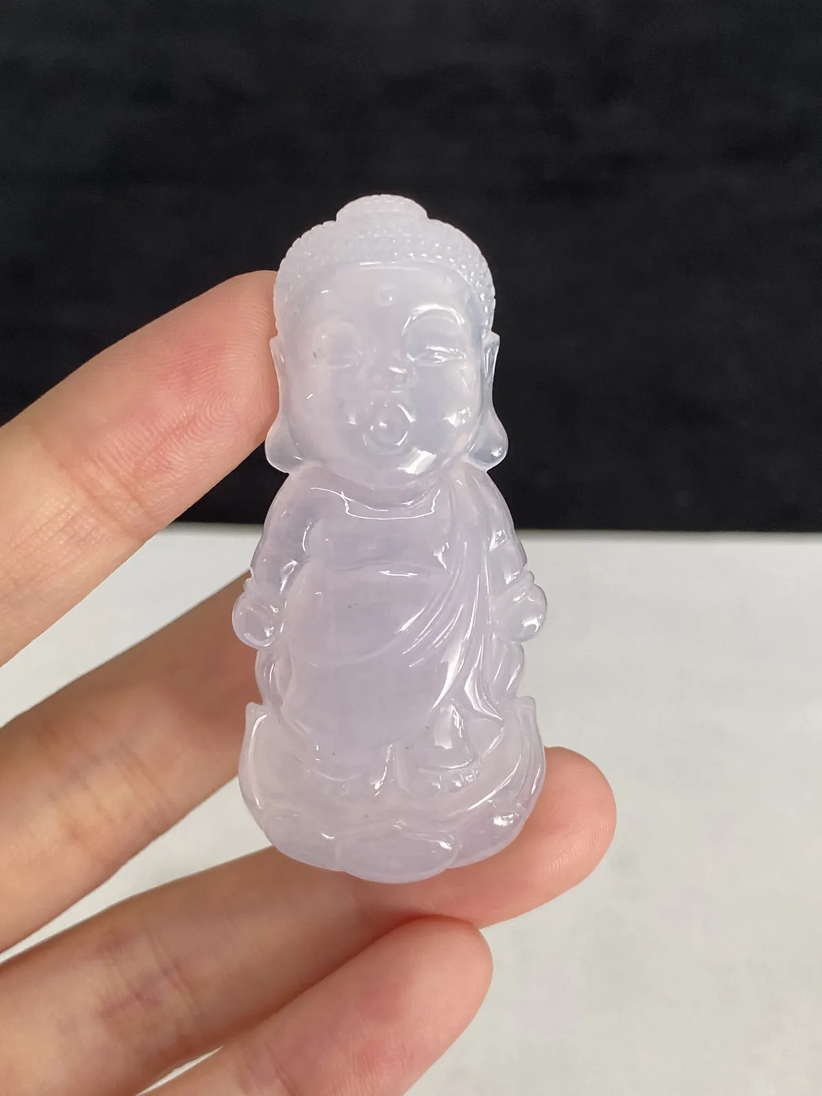 翡翠冰糯种宝宝佛吊坠