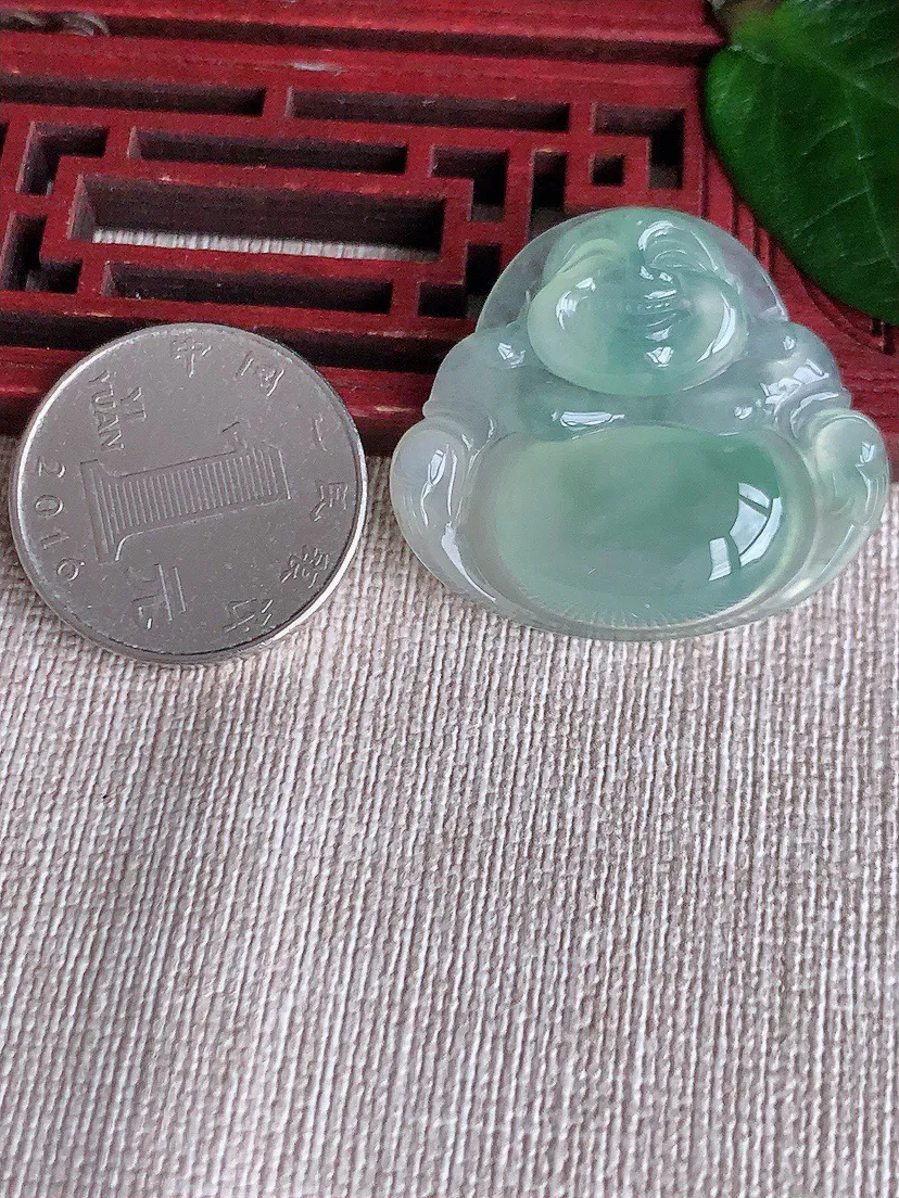 a货翡翠老坑冰种晴水佛公吊坠 尺寸30.7×34.5×6.7mm 重量10.60g 0622