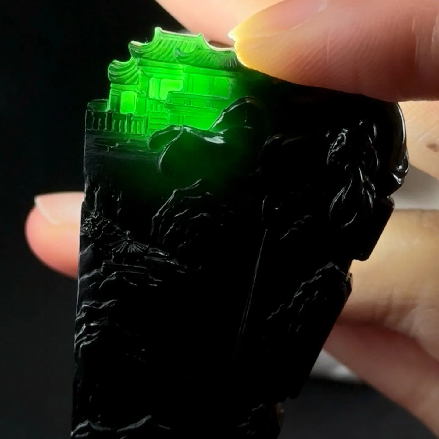 精品墨翠诗仙李白 种好色正 黑度极好 打灯通透 油性十足