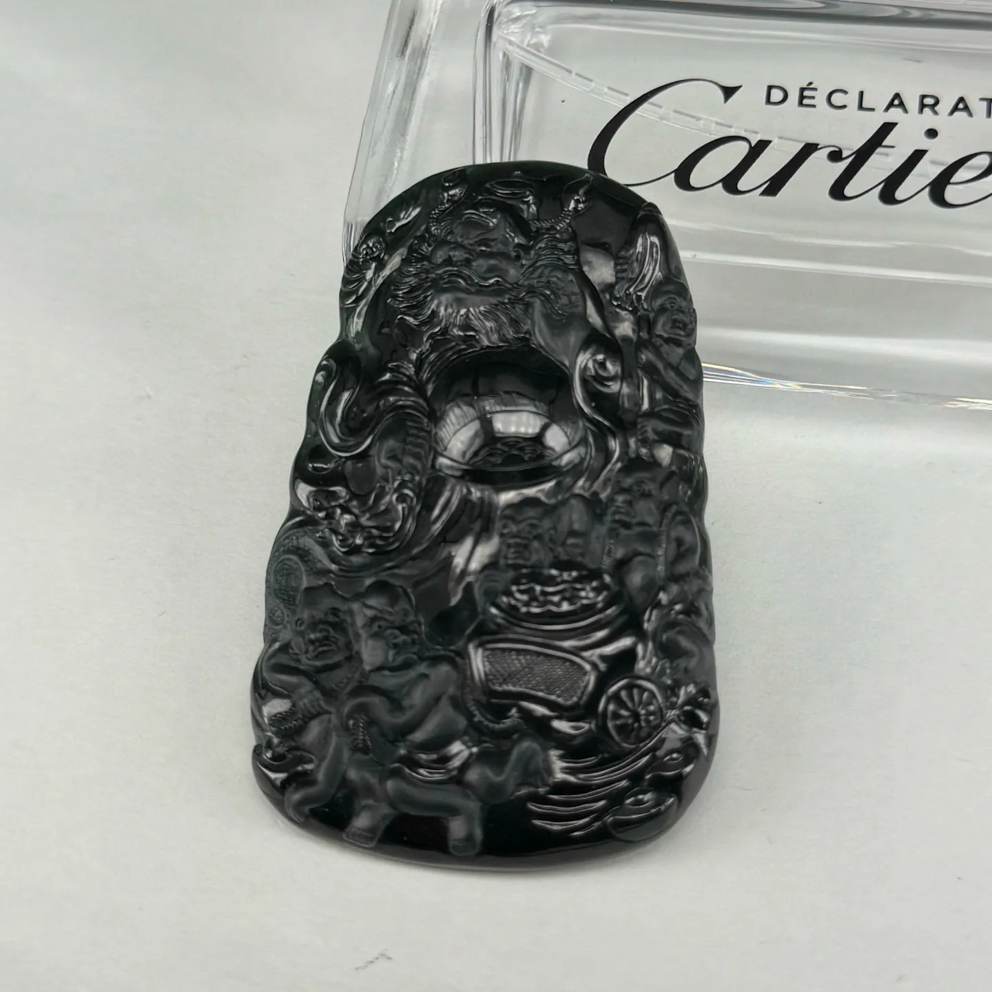 精品墨翠钟馗 种好色正 黑度极好 打灯通透 油性十足