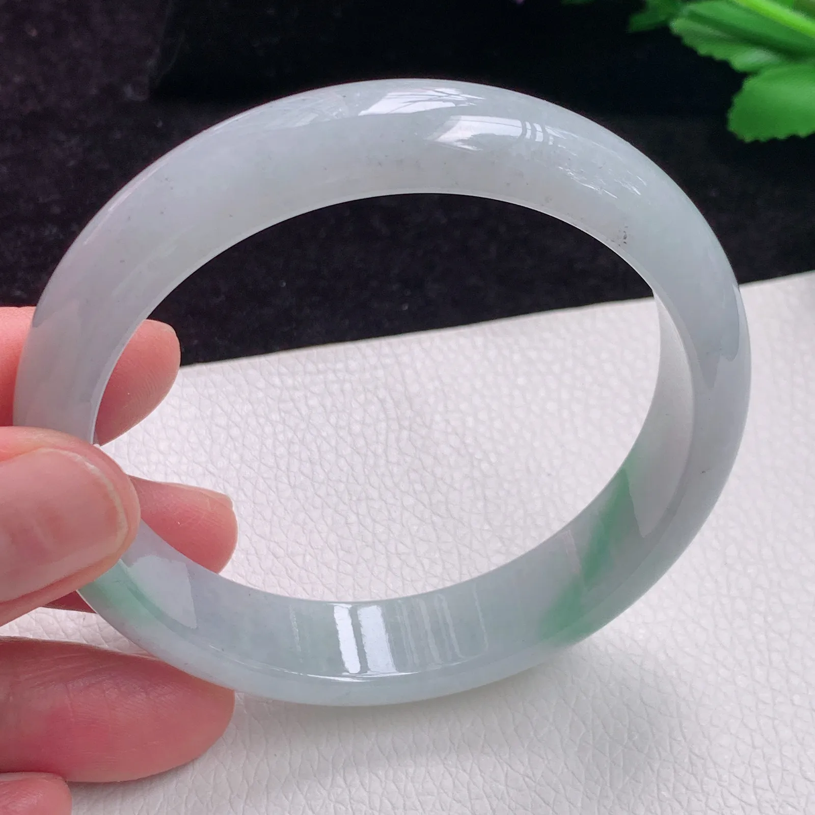 qh实拍58*13.2*7.2平安镯 老坑精美冰胶飘逸正圈翡翠玉手镯