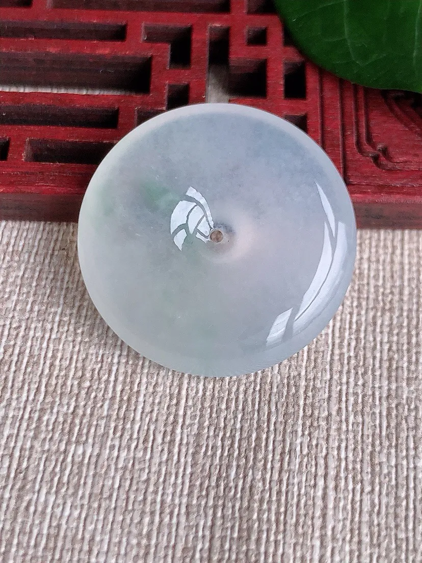 a货翡翠老坑冰种飘花平安扣吊坠 尺寸28.4×5.5mm 重量9.63g 0622
