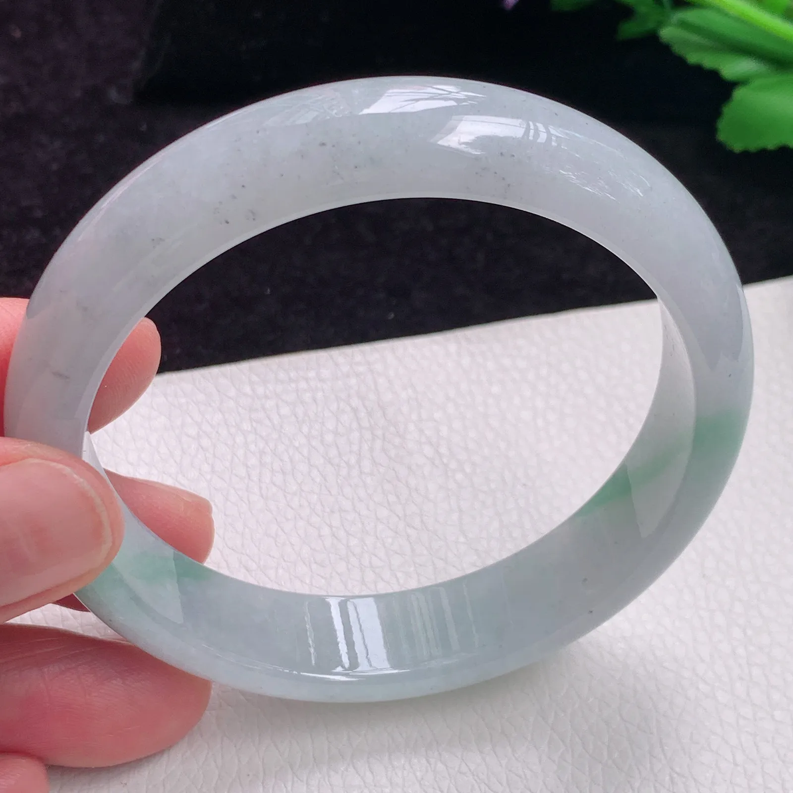 qh实拍58*13.2*7.2平安镯 老坑精美冰胶飘逸正圈翡翠玉手镯