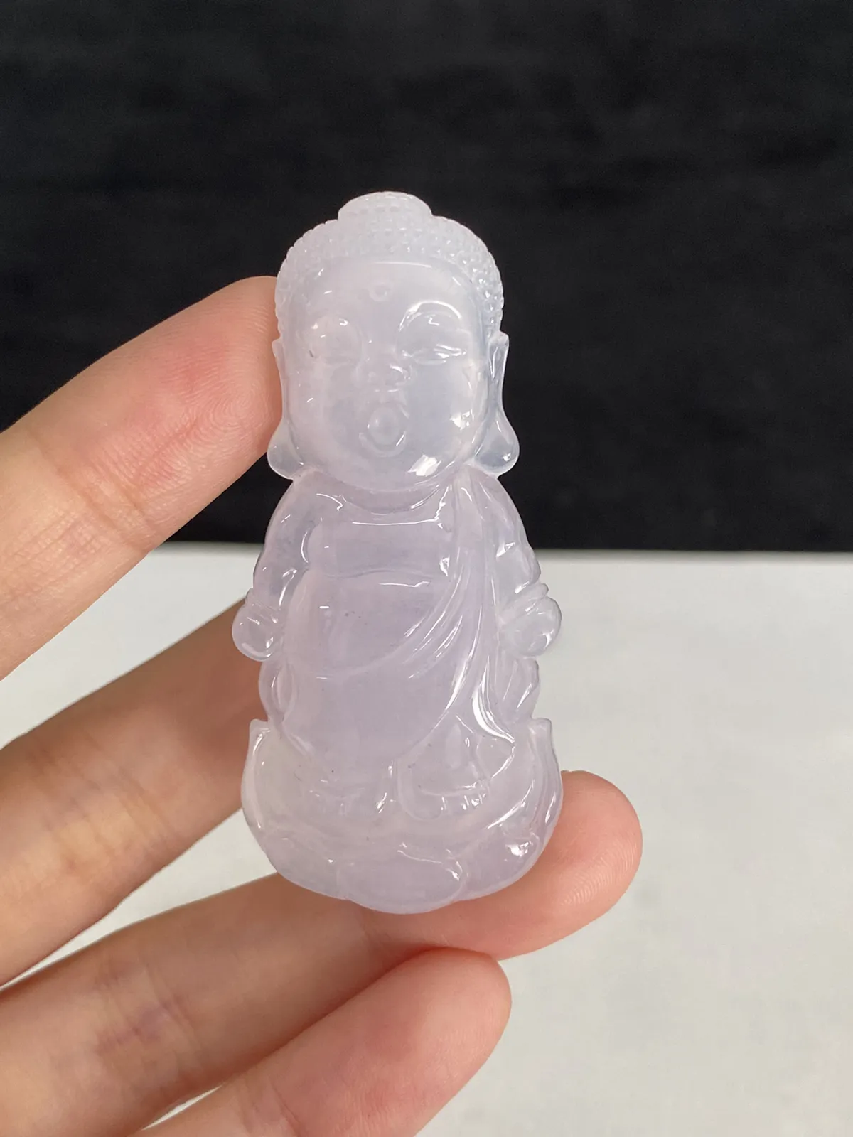 翡翠冰糯种宝宝佛吊坠