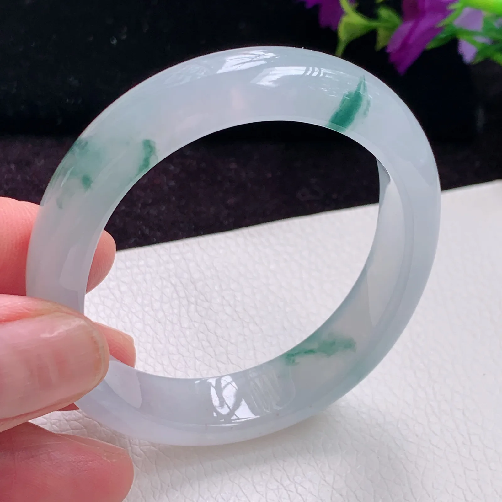 ay实拍52*45*11.4*7.2贵妃镯老坑精美冰种灵动秀气蛋形翡翠玉手镯